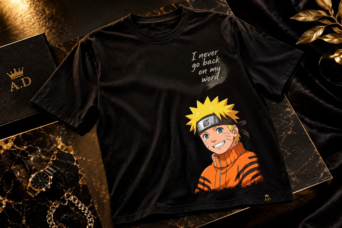 T-shirt graphique anime noir — photo 3