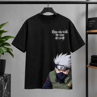 T-shirt graphique anime noir