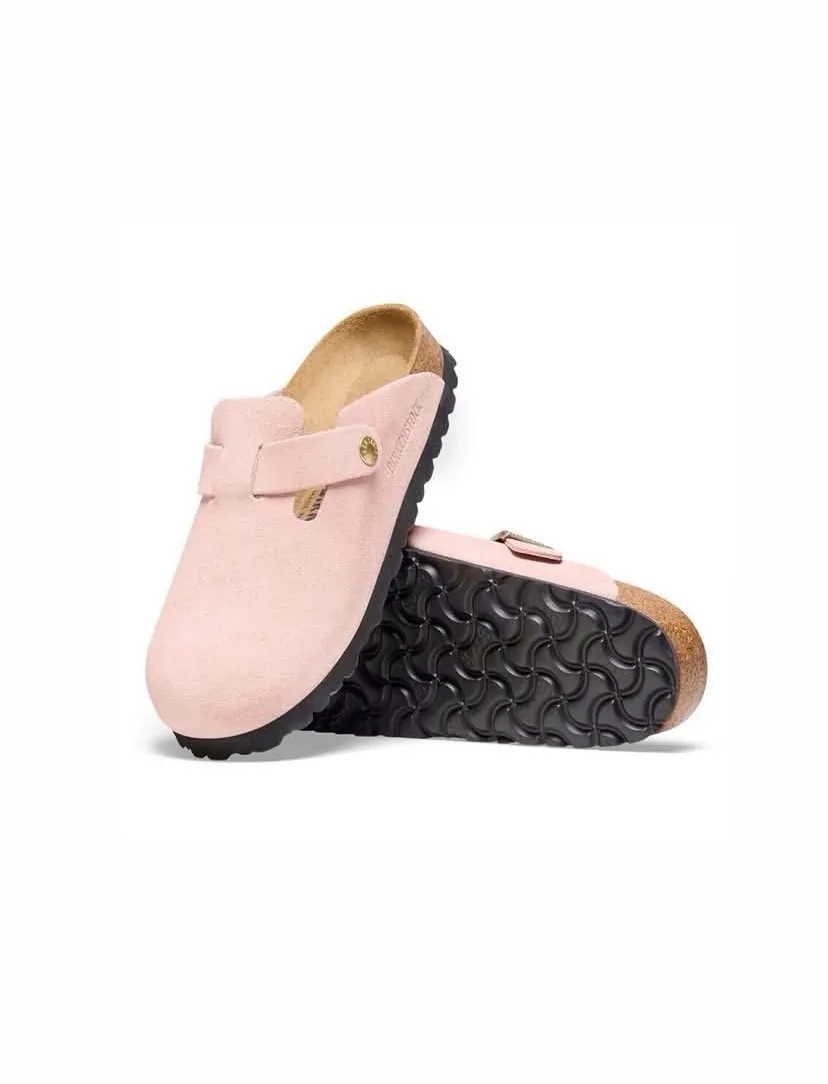 Sabots cuir rose avec semelle noire