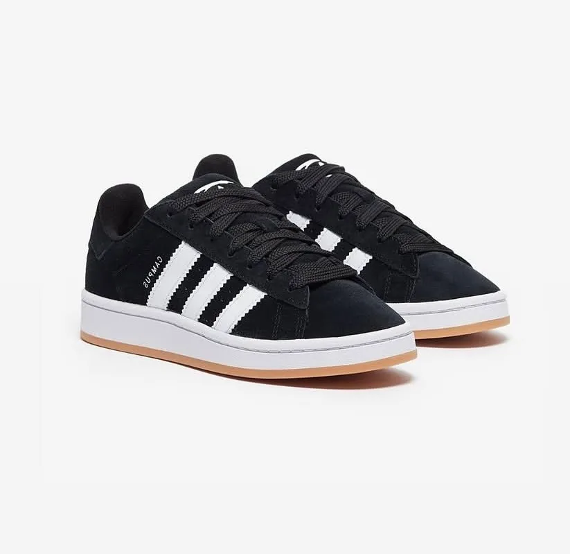 Baskets Campus noires bandes blanches