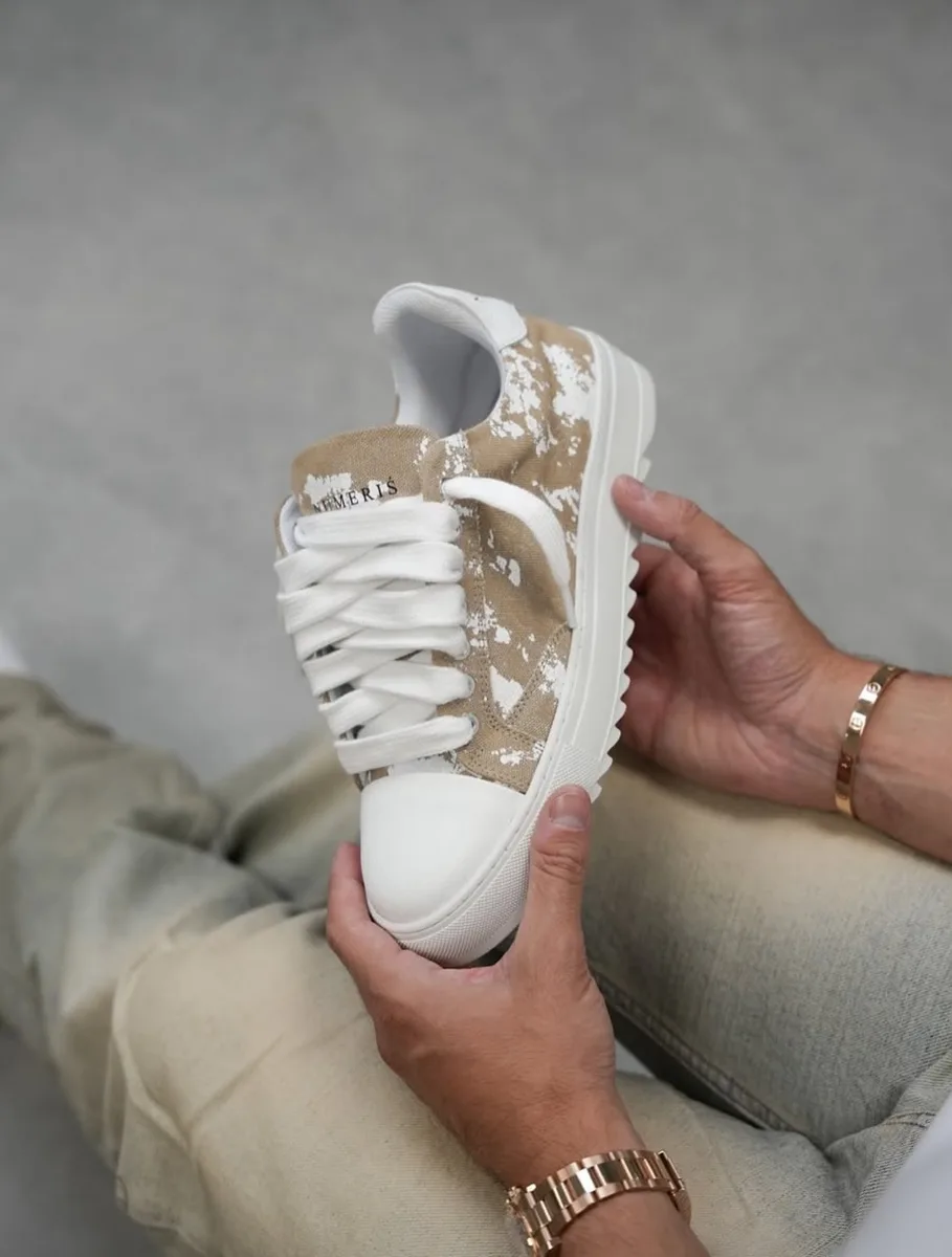 Basket plateforme beige et blanc