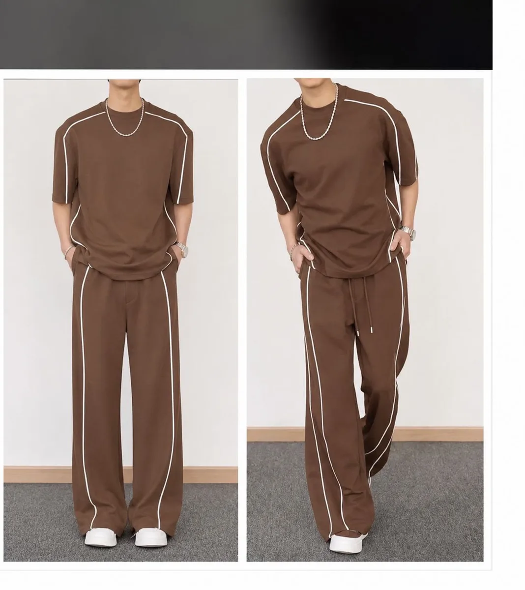 Ensemble jogging homme piping contrasté — photo 3