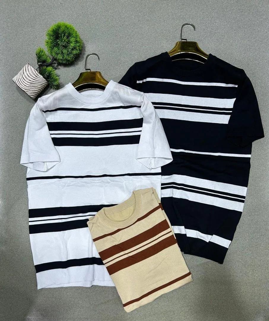 T-shirt homme rayures blanc et noir — photo 2