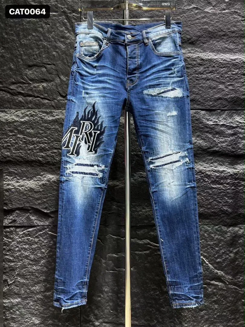 Jean déchiré bleu clair effet usé — photo 4