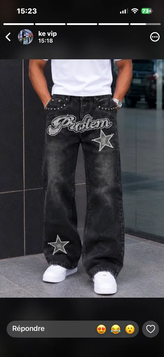 Pantalon jean graphique oversize