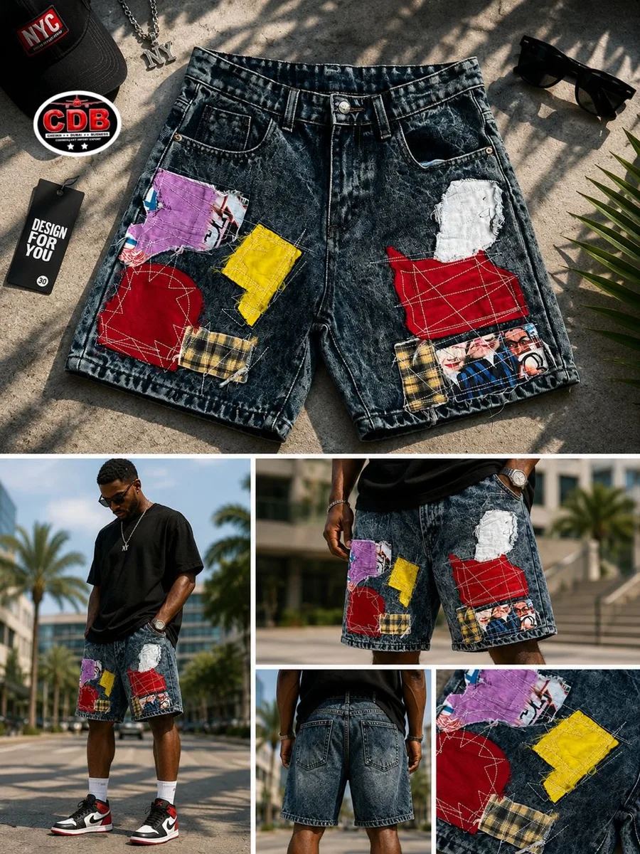 Short denim LA design graphique — photo 2