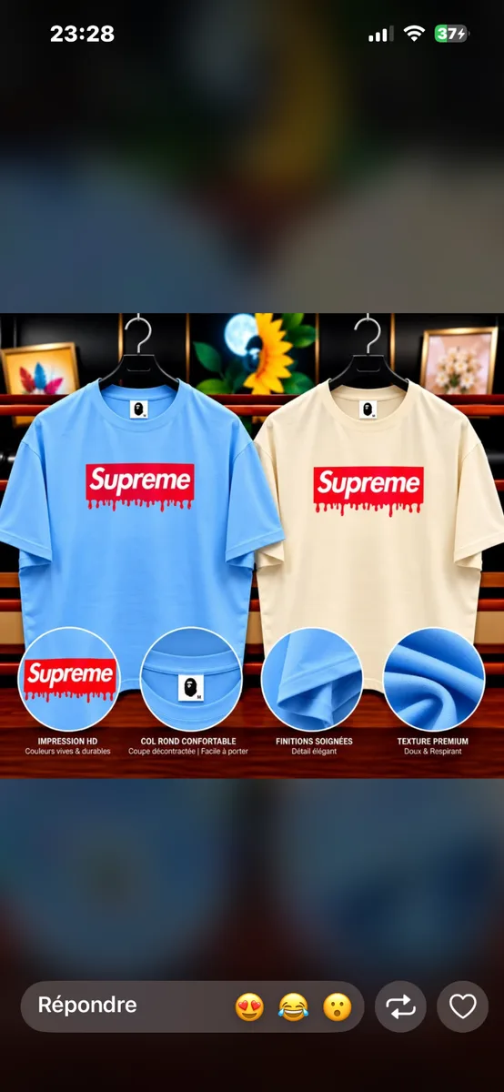 T-shirt graphique oversize bleu et beige
