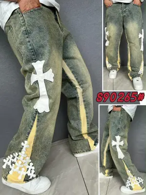 Jean loose cross blanc détails
