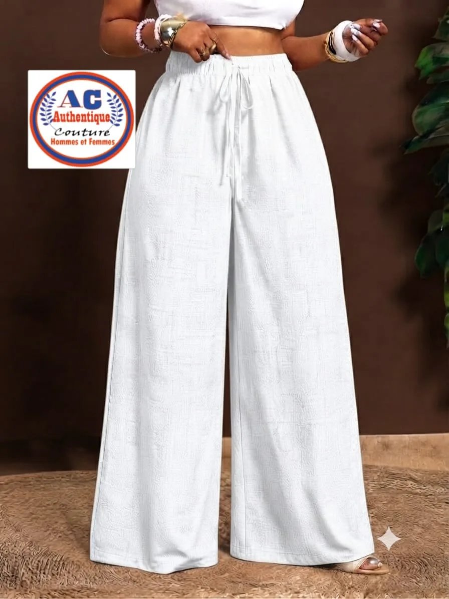 Pantalon large blanc lin femme