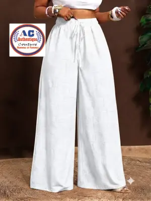 Pantalon large blanc lin femme