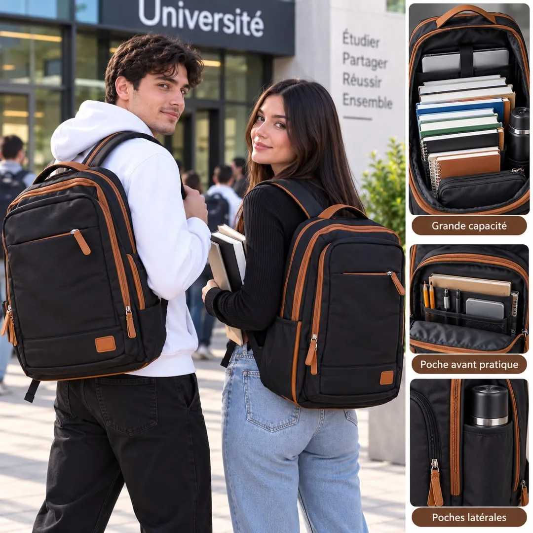 Sac à dos style étudiant grande capacité