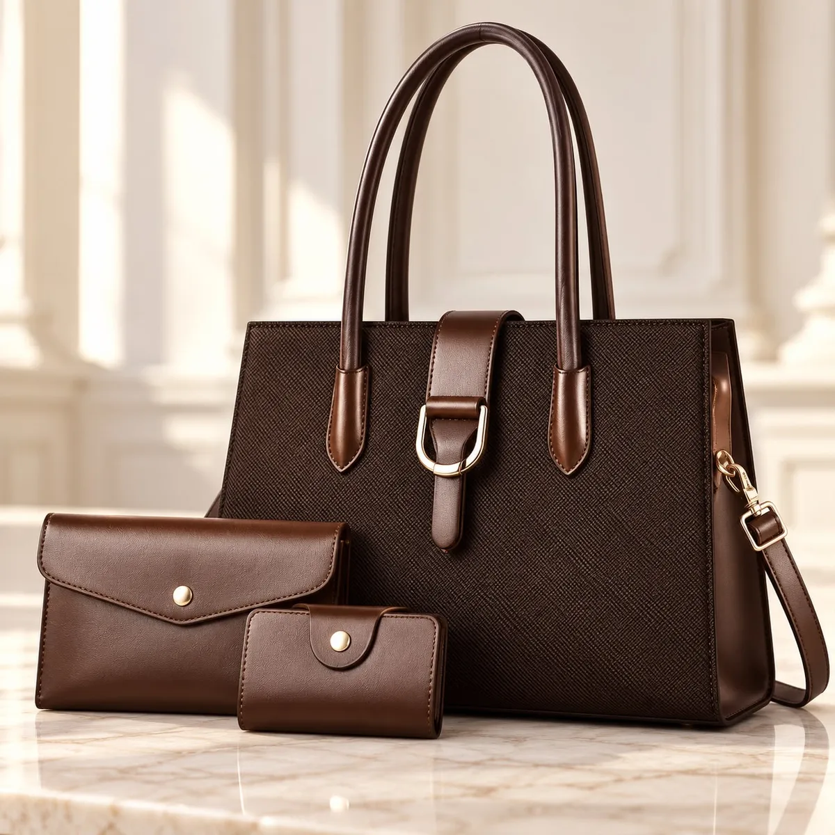 Ensemble sacs femme cuir rose et marron — photo 2