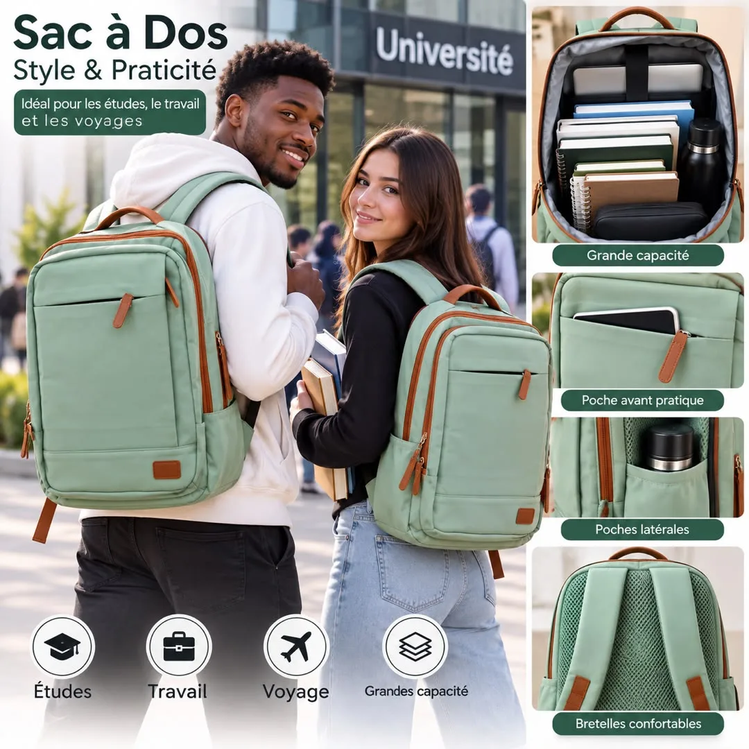Sac à dos style étudiant grande capacité — photo 2
