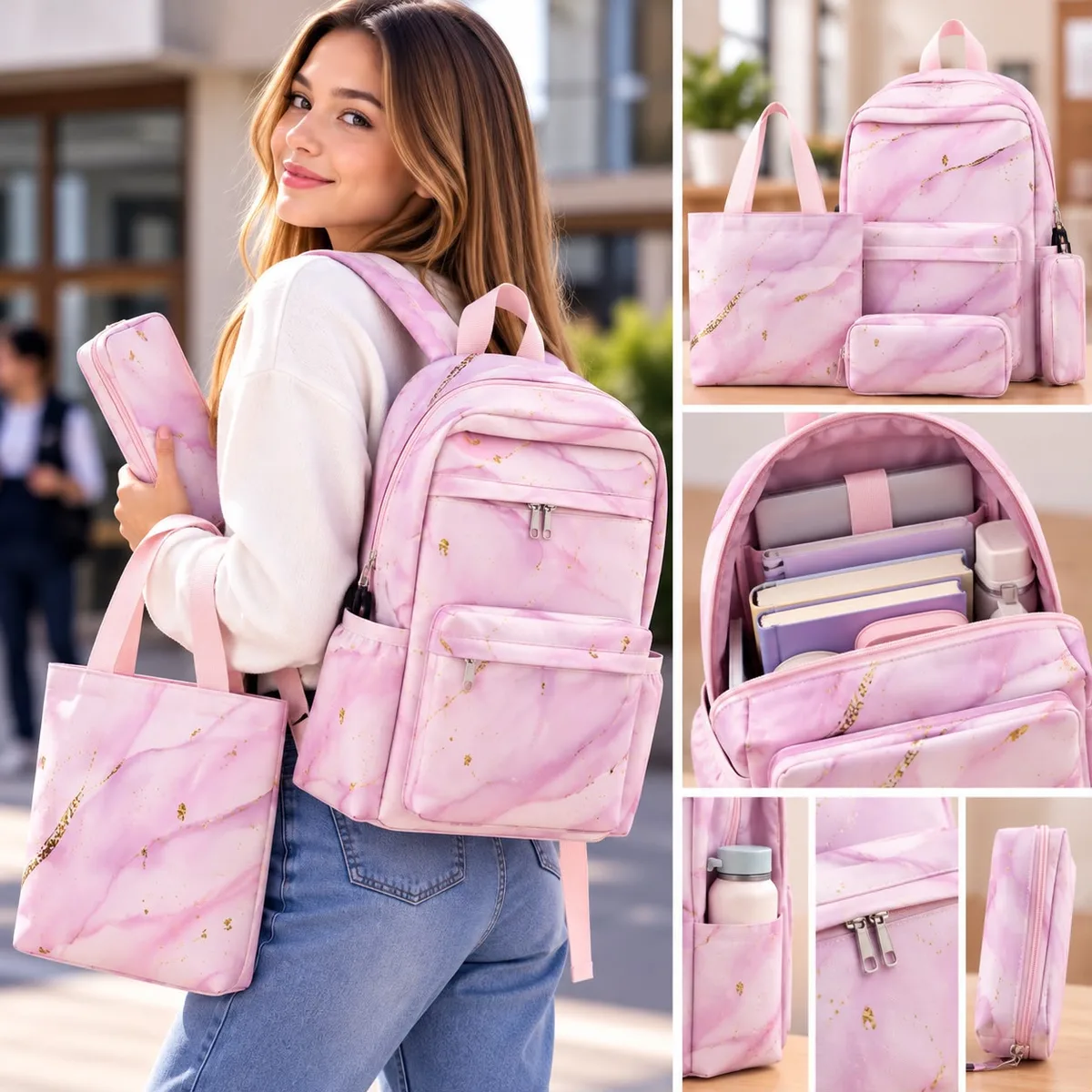 Sac à dos école motif tacheté — photo 4