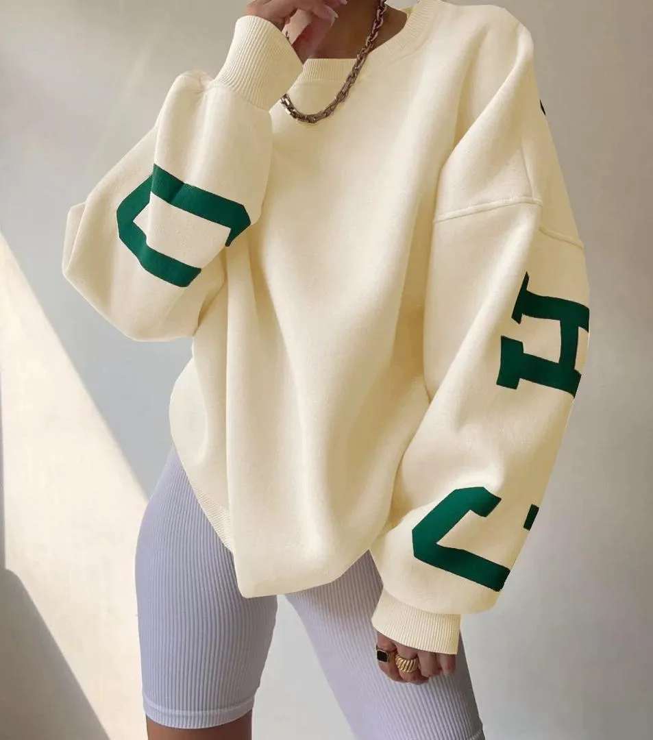 Sweatshirt oversize vert et blanc — photo 4