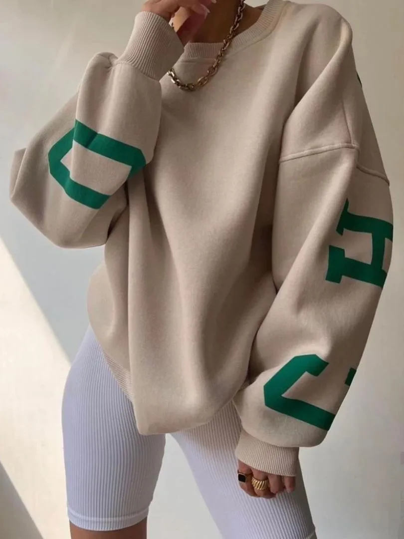 Sweatshirt oversize vert et blanc — photo 3
