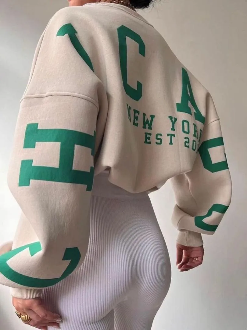 Sweatshirt oversize vert et blanc — photo 2
