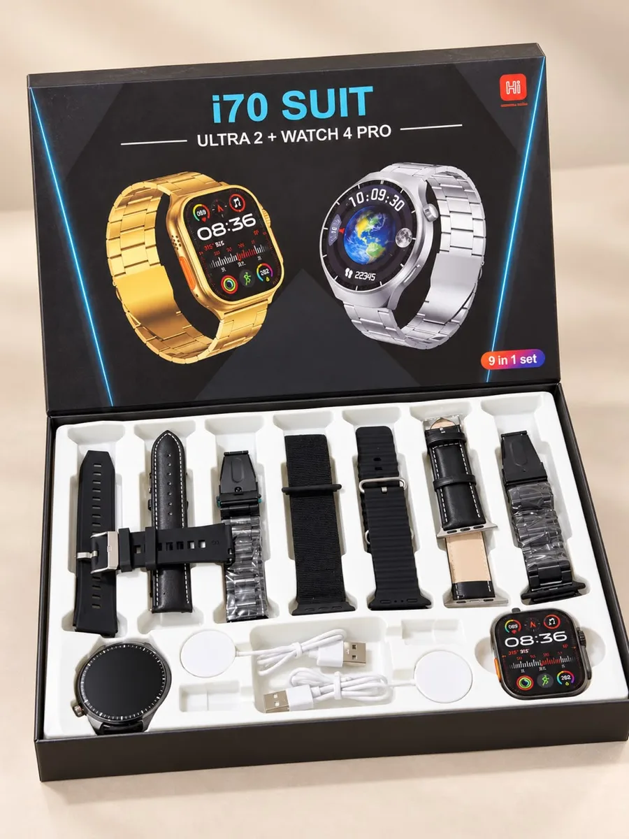 Montre connectée dorée ultra 2 + watch 4 pro