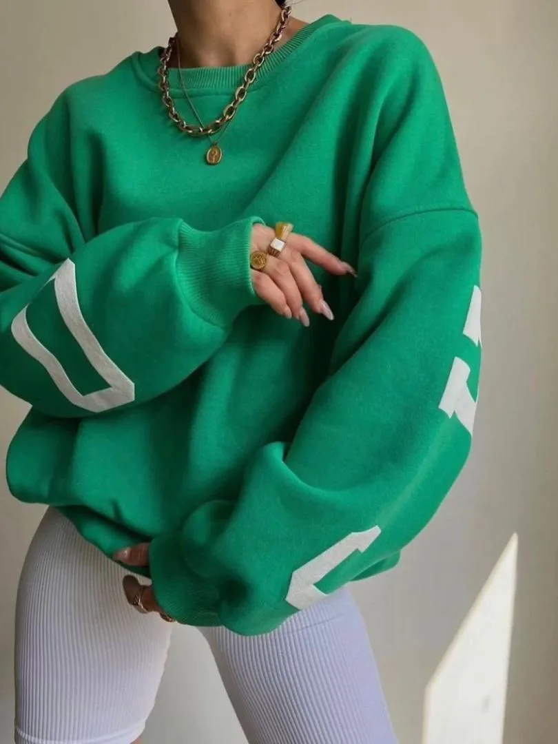 Sweatshirt oversize vert et blanc