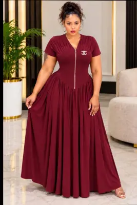 Robe longue fluide femme bordeaux