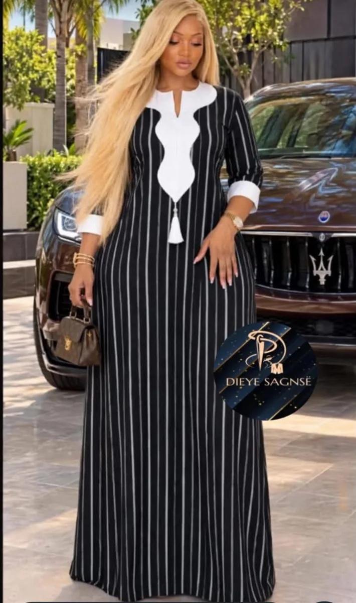 Boubou femme blanc et bleu marine — photo 2