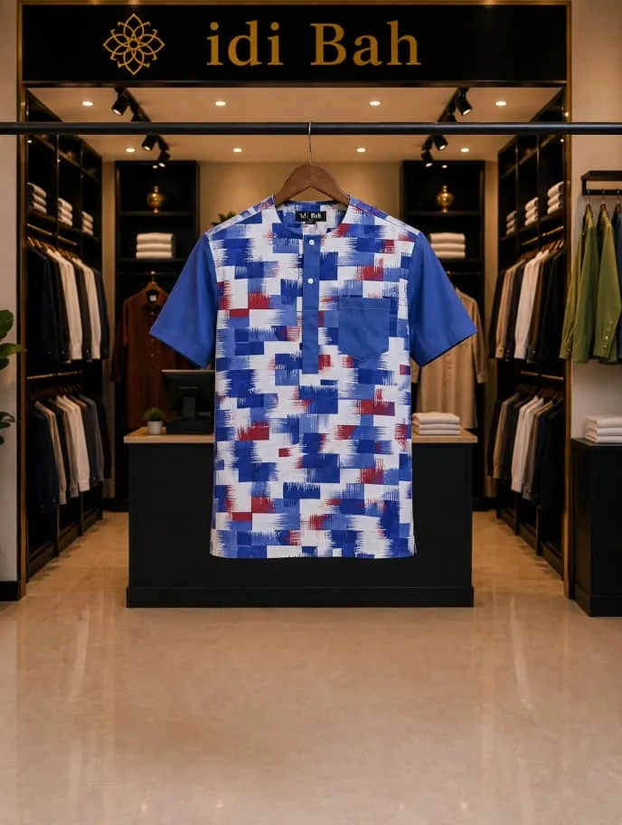 T-shirt homme brodé bleu royal — photo 2