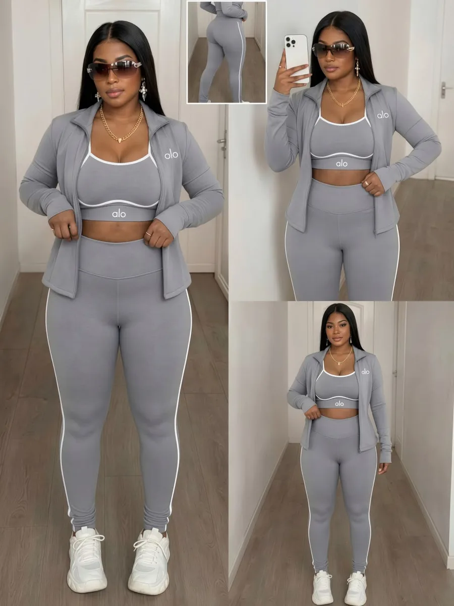 Ensemble femme crop top et legging 3 pièce — photo 4