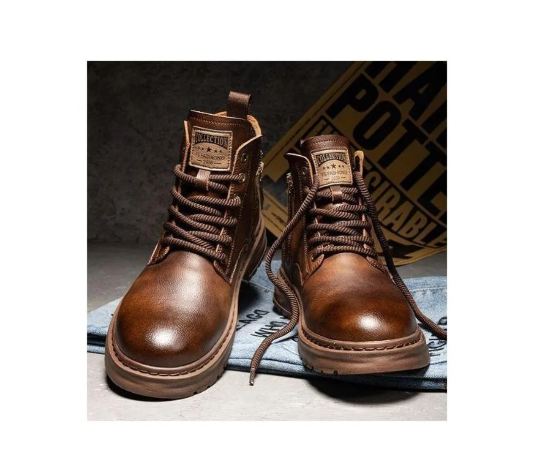 Bottines montantes cuir marron