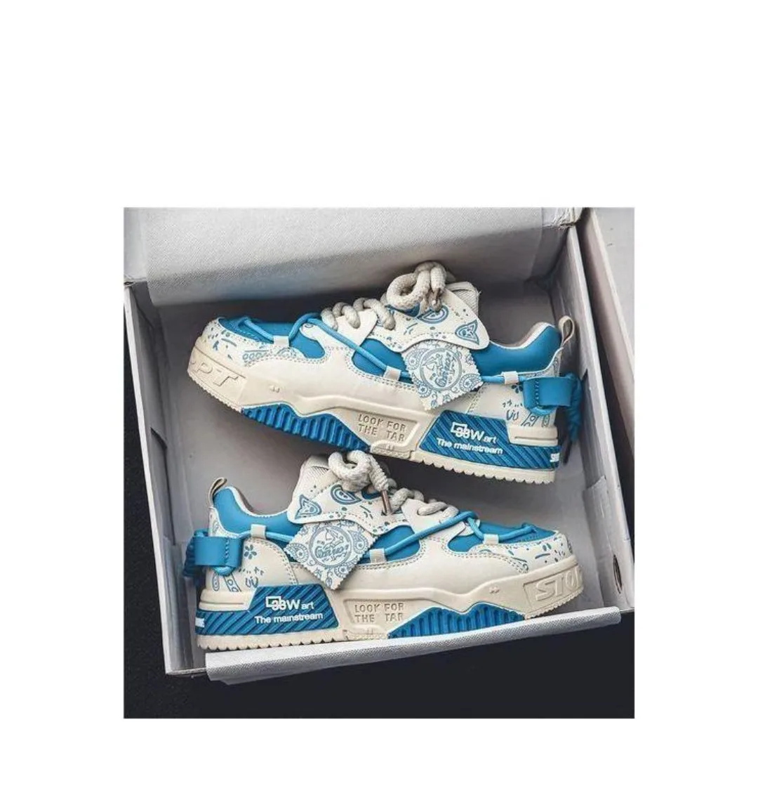 Sneakers bleu et blanc graphique