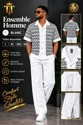 Ensemble chemise et pantalon à motifs