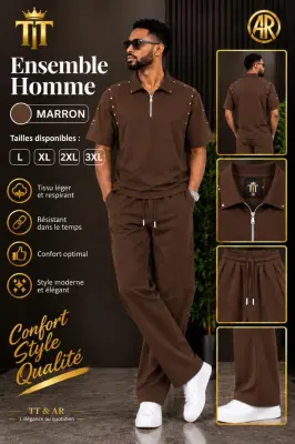 Ensemble polo zippé homme