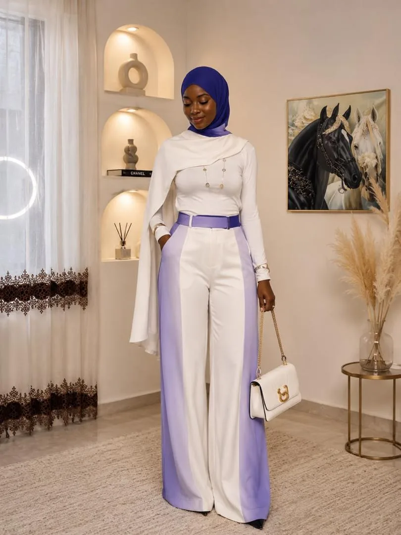 Ensemble femme pantalon blanc et top — photo 3