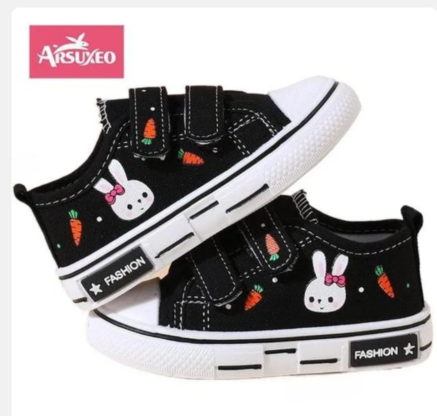 Sneakers enfant noir motif lapin