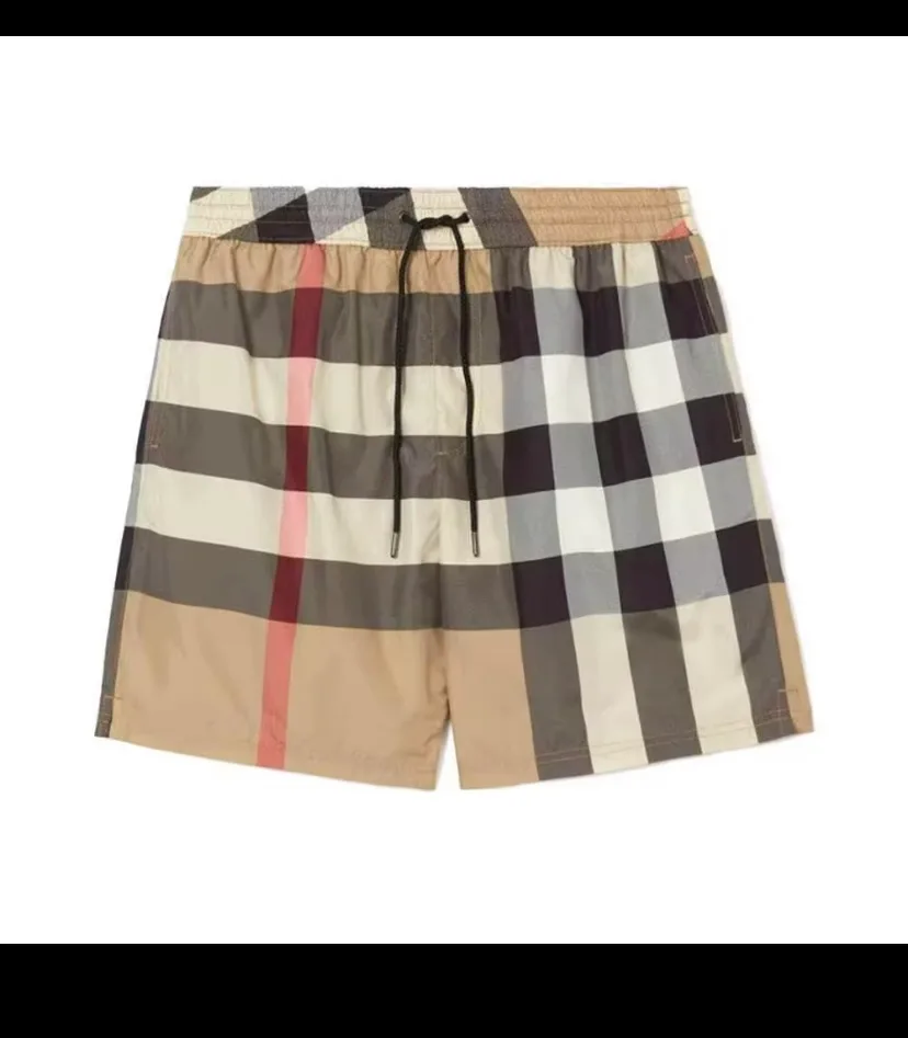 Short carreaux beige et blanc