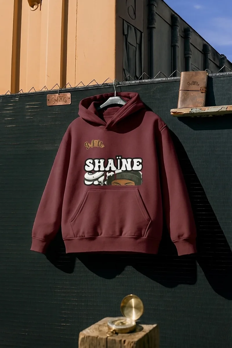 Sweat à capuche graphique bordeaux — photo 2