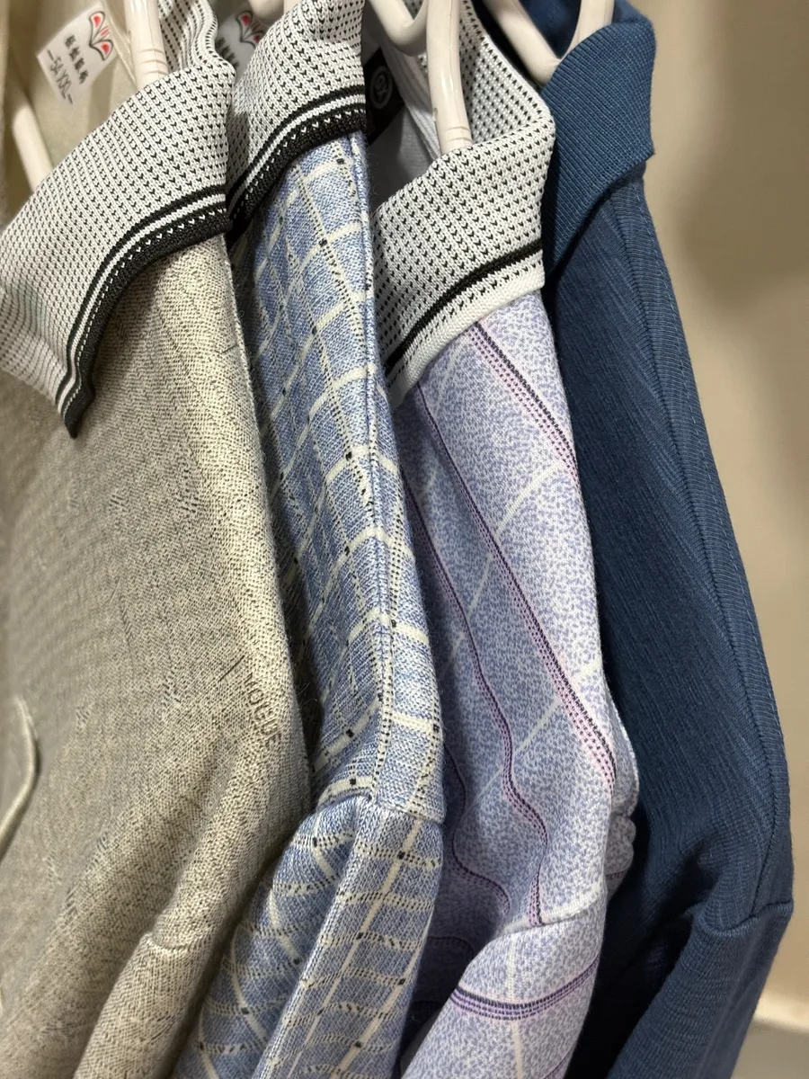Polo manches longues bleu chiné — photo 3