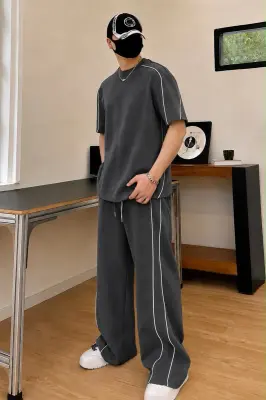 Ensemble jogging homme piping blanc