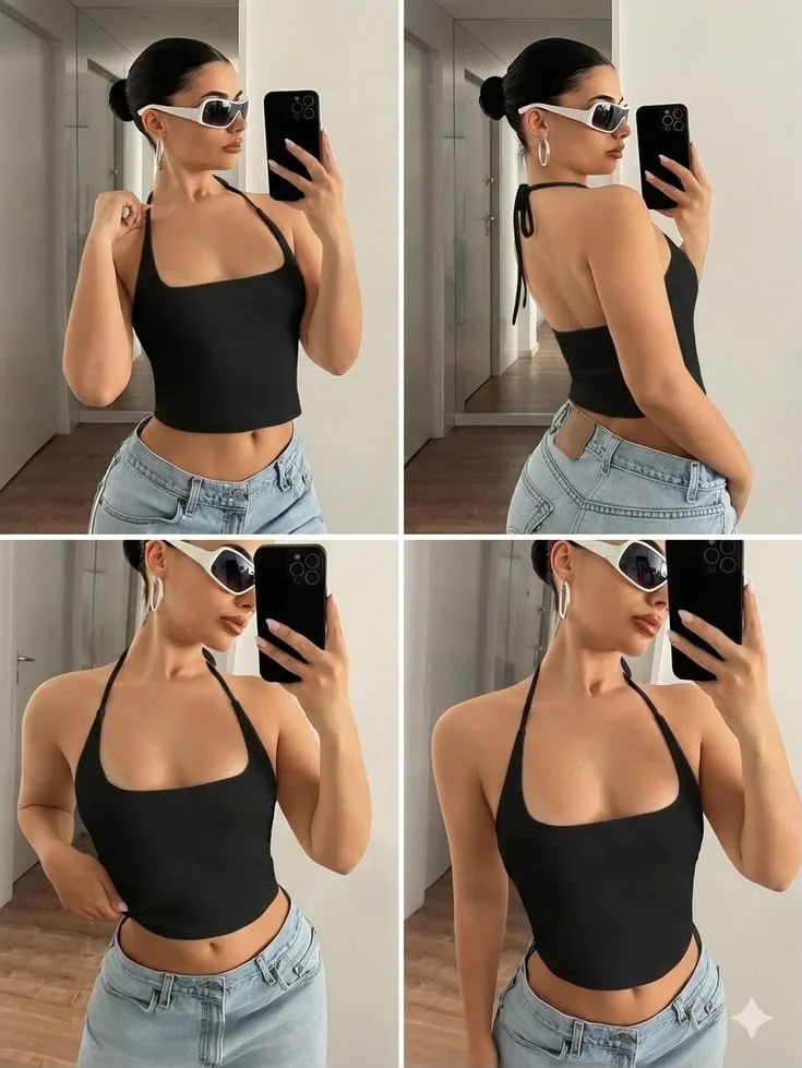 Crop top cache-cœur ajustable — photo 2