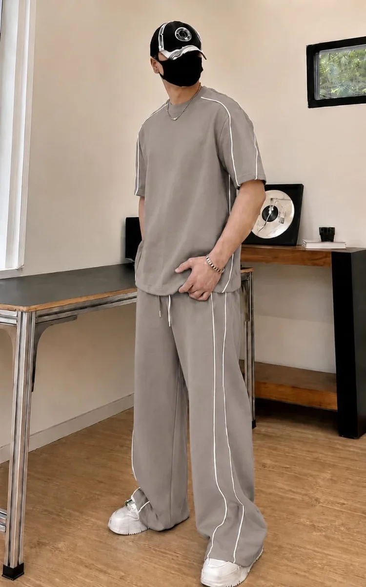 Ensemble jogging homme piping blanc — photo 2